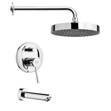 Remer Shower Tub and Shower Trim Package with Single Function Rain Shower head - Includes Valve Trim and Rough In