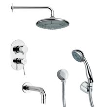 Remer Tub and Shower Package with Single Function Rain Shower Head, Handshower, and Tub Spout - Includes Rough In