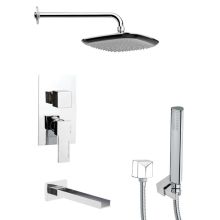 Remer Tub and Shower Package with Single Function Rain Shower Head, Handshower, and Tub Spout - Includes Rough In
