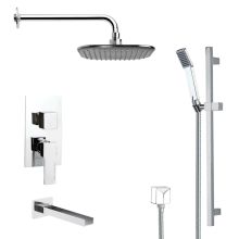 Remer Shower Tub and Shower Trim Package with Single Function Rain Shower head and Hand Shower - Includes Valve Trim and Rough In