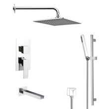 Remer Shower Tub and Shower Trim Package with Multi Function Shower head and Hand Shower - Includes Valve Trim and Rough In