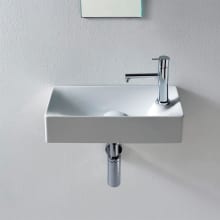 Scarabeo 17-2/3" Ceramic Bathroom Sink For Vessel or Wall Mounted Installation with One Faucet Hole - Includes Overflow