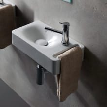 Scarabeo 15-3/5" Ceramic Wall Mount Bathroom Sink with One Faucet Hole - Includes Overflow