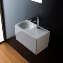 Scarabeo 16-1/2" Ceramic Bathroom Sink For Vessel or Wall Mounted Installation with One Faucet Hole - Includes Overflow