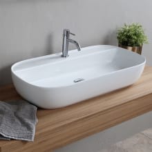 Scarabeo Glam 30" Rectangular Ceramic Vessel Bathroom Sink with One Faucet Hole