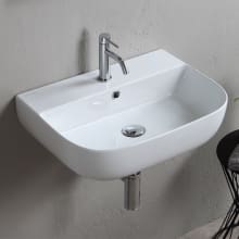 Scarabeo Glam 22" Rectangular Ceramic Vessel or Wall Mounted Bathroom Sink with One Faucet Hole - Includes Overflow