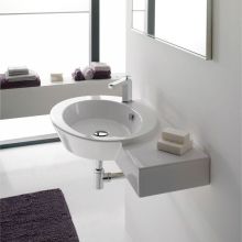 Scarabeo 34-3/8" Ceramic Wall Mounted / Vessel Bathroom Sink with One Faucet Hole - Includes Overflow