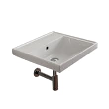 Ml 24-3/16" Square Ceramic Drop In or Wall Mounted Bathroom Sink with Overflow