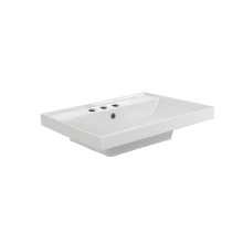 Scarabeo 24-1/4" Ceramic Wall Mounted / Drop In Bathroom Sink with Three Faucet Holes - Includes Overflow