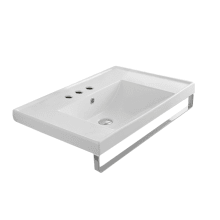 Scarabeo 36-1/5" Ceramic Wall Mount Bathroom Sink with Three Faucet Holes - Includes Overflow