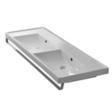 Scarabeo 48" Ceramic Double Basin Bathroom Sink for Wall Mounted or Drop In Installation - Includes Overflow