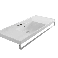 Scarabeo 47-3/5" Ceramic Wall Mount Bathroom Sink with Three Faucet Holes - Includes Overflow