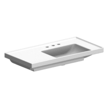Scarabeo ML 36-1/4" Ceramic Wall Mounted / Drop In Bathroom Sink with Three Faucet Holes - Includes Overflow