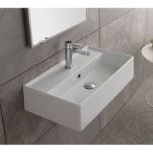 Scarabeo 23-5/8" Ceramic Wall Mounted / Vessel Bathroom Sink with One Faucet Hole - Includes Overflow