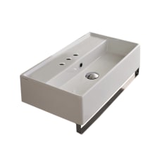 Scarabeo 23-3/5" Ceramic Wall Mount Bathroom Sink with Three Faucet Holes - Includes Overflow