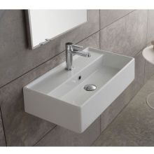 Scarabeo 31-1/2" Ceramic Wall Mounted / Vessel Bathroom Sink with One Faucet Hole - Includes Overflow