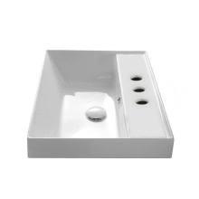 Scarabeo 17-2/3" Ceramic Bathroom Sink for Deck Mounted or Drop In Installation with Three Faucet Holes - Includes Overflow