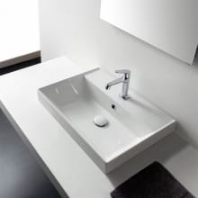 Scarabeo 23-3/5" Ceramic Bathroom Sink for Drop In Installation with One Faucet Hole - Includes Overflow