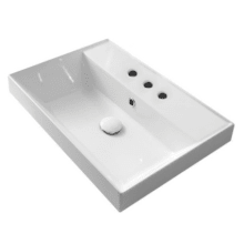 Scarabeo 23-3/5" Ceramic Bathroom Sink for Drop In Installation with Three Faucet Holes - Includes Overflow