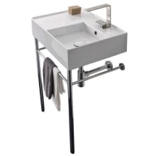 Scarabeo Teorema 2.0 24" Rectangular Ceramic Console Bathroom Sink with One Faucet Hole - Includes Overflow