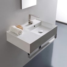 Scarabeo Teorema 2.0 24" Rectangular Ceramic Wall Mounted Bathroom Sink with One Faucet Hole - Includes Overflow