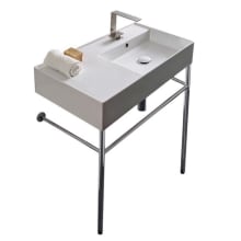 Scarabeo Teorema 2.0 32" Rectangular Ceramic Console Bathroom Sink with One Faucet Hole - Includes Overflow