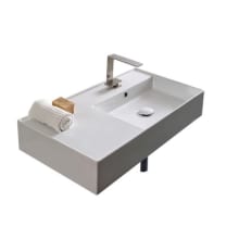 Scarabeo Teorema 2.0 32" Rectangular Ceramic Vessel or Wall Mounted Bathroom Sink with One Faucet Hole - Includes Overflow