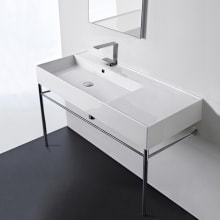 Scarabeo Teorema 2.0 40" Rectangular Ceramic Console Bathroom Sink with One Faucet Hole - Includes Overflow