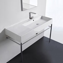 Scarabeo Teorema 2.0 40" Rectangular Ceramic Console Bathroom Sink with One Faucet Hole - Includes Overflow