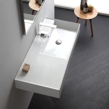 Scarabeo Teorema 2.0 40" Rectangular Ceramic Vessel or Wall Mounted Bathroom Sink with One Faucet Hole - Includes Overflow