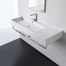 Scarabeo Teorema 2.0 48" Rectangular Ceramic Wall Mounted Bathroom Sink with One Faucet Hole - Includes Overflow