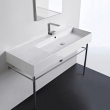 Scarabeo Teorema 2.0 48" Rectangular Ceramic Console Bathroom Sink with One Faucet Hole - Includes Overflow