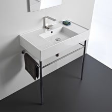 Scarabeo Teorema 2.0 32" Rectangular Ceramic Console Bathroom Sink with One Faucet Hole - Includes Overflow