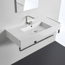 Scarabeo Teorema 2.0 40" Rectangular Ceramic Wall Mounted Bathroom Sink with One Faucet Hole - Includes Overflow