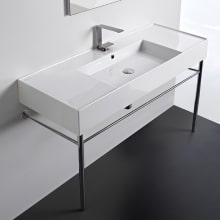 Scarabeo Teorema 2.0 48" Rectangular Ceramic Console Bathroom Sink with One Faucet Hole - Includes Overflow