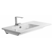 Scarabeo Etra 33" Rectangular Ceramic Wall Mounted Bathroom Sink with One Faucet Hole - Includes Overflow