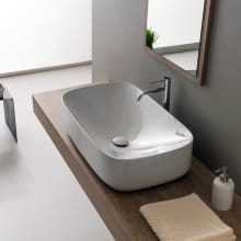 Scarabeo 28-2/5" Ceramic Bathroom Sink For Vessel Installation - Includes Overflow