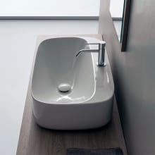 Scarabeo 28-2/5" Ceramic Bathroom Sink For Vessel Installation with One Faucet Hole