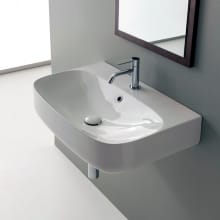 Scarabeo 27-3/5" Ceramic Wall Mount Bathroom Sink with One Faucet Hole - Includes Overflow