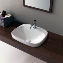 Scarabeo 16-1/2" Ceramic Bathroom Sink For Deck Mounted Installation with One Faucet Hole - Includes Overflow