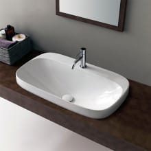Scarabeo 23-1/3" Ceramic Bathroom Sink For Deck Mounted Installation with One Faucet Hole - Includes Overflow