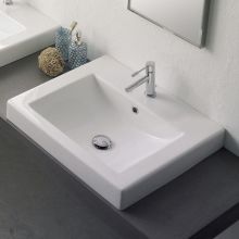 Scarabeo 23-5/8" Ceramic Drop In Bathroom Sink with One Faucet Hole - Includes Overflow