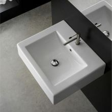 Scarabeo 23-5/8" Ceramic Wall Mounted / Vessel Bathroom Sink with One Faucet Hole - Includes Overflow