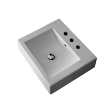 Scarabeo 23-5/8" Ceramic Wall Mounted / Vessel Bathroom Sink with Three Faucet Holes - Includes Overflow