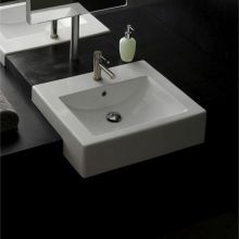 Scarabeo 23-5/8" Ceramic Recessed Bathroom Sink with One Faucet Hole - Includes Overflow