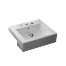 Scarabeo 23-5/8" Ceramic Recessed Bathroom Sink with Three Faucet Holes - Includes Overflow
