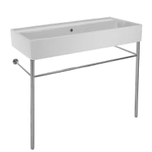 Scarabeo 39 2/5" Ceramic Trough Style Bathroom Sink For Console Installation - Includes Overflow