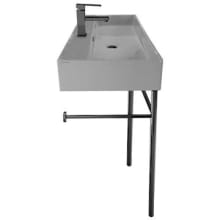 Scarabeo 47-1/5" Ceramic Trough Style Bathroom Sink For Console Installation with One Faucet Hole - Includes Overflow