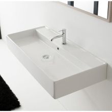 Scarabeo 47-1/4" Ceramic Wall Mounted / Vessel Bathroom Sink with One Faucet Hole - Includes Overflow