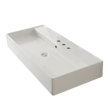 Scarabeo 47-1/4" Ceramic Wall Mounted / Vessel Bathroom Sink with Three Faucet Holes - Includes Overflow